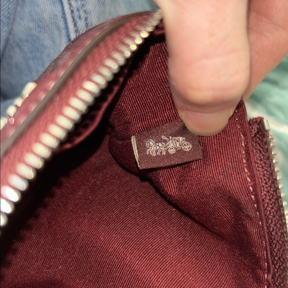 Coach Maroon Embossed Wristlet - Picture 4 of 4